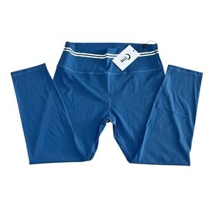 ZYIA NWT Womens Size 20 Active Blue Striped High-Waist Athletic Leggings Yoga